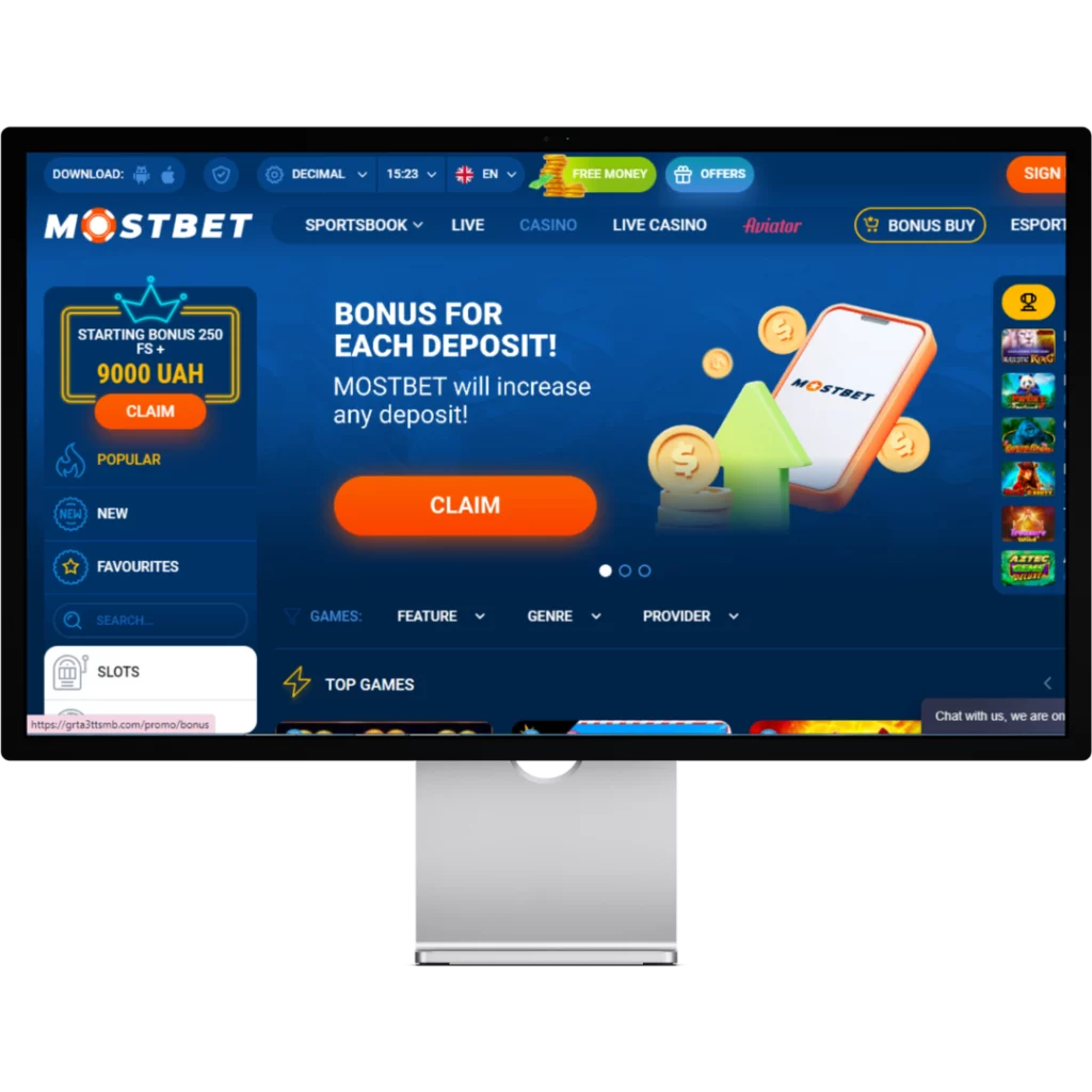 Interfaccia del casinò Mostbet su dispositivo mobile