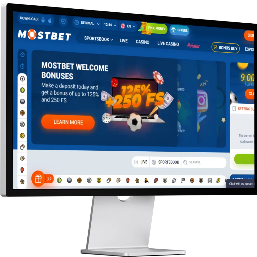 Interfaccia utente MostBet su dispositivo mobile